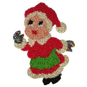Vintage 1970s Melted Plastic Popcorn Mrs Claus Christmas Holiday Decoration